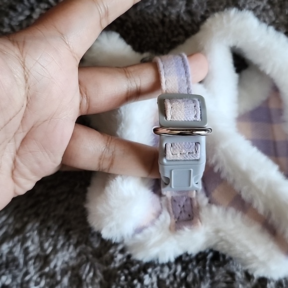 Soft furry XXS small female dog harness stylish purple pink - Picture 2 of 9